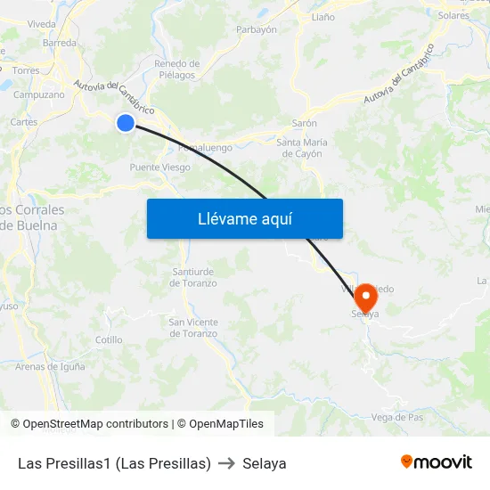 Las Presillas1 (Las Presillas) to Selaya map