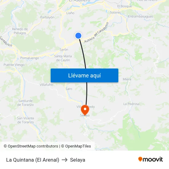 La Quintana (El Arenal) to Selaya map