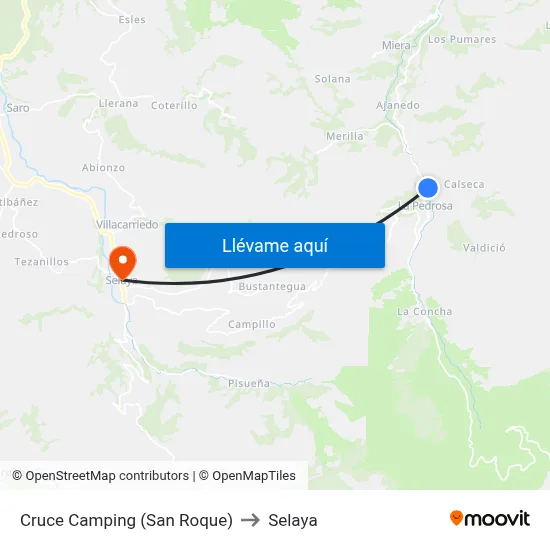 Cruce Camping (San Roque) to Selaya map