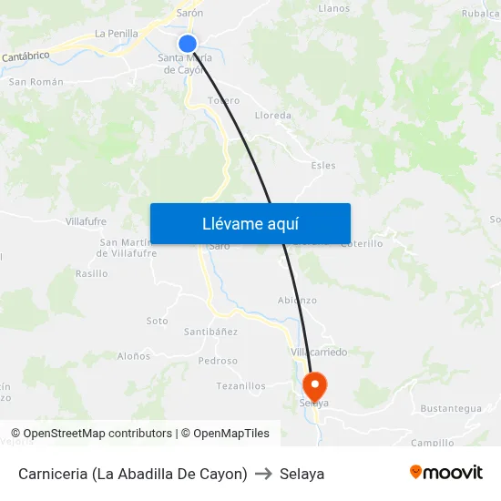 Carniceria (La Abadilla De Cayon) to Selaya map