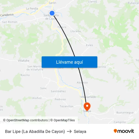 Bar Lipe (La Abadilla De Cayon) to Selaya map