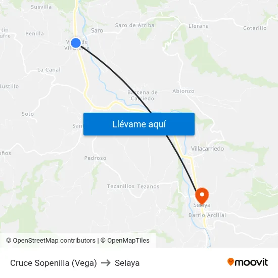 Cruce Sopenilla (Vega) to Selaya map