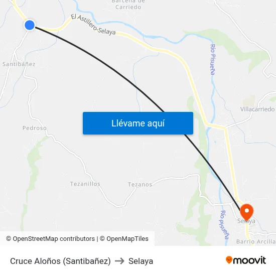 Cruce Aloños (Santibañez) to Selaya map