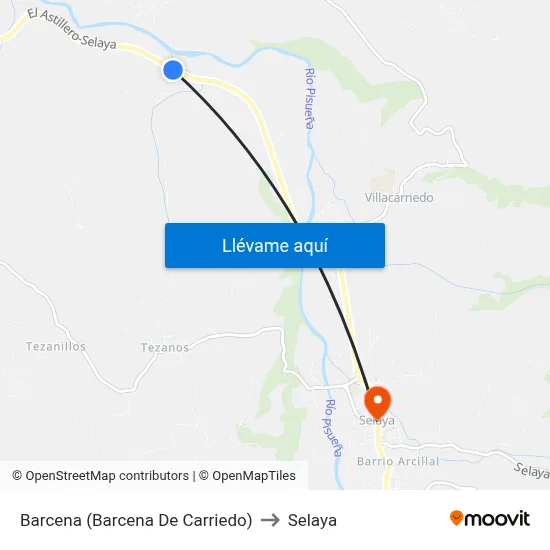 Barcena (Barcena De Carriedo) to Selaya map