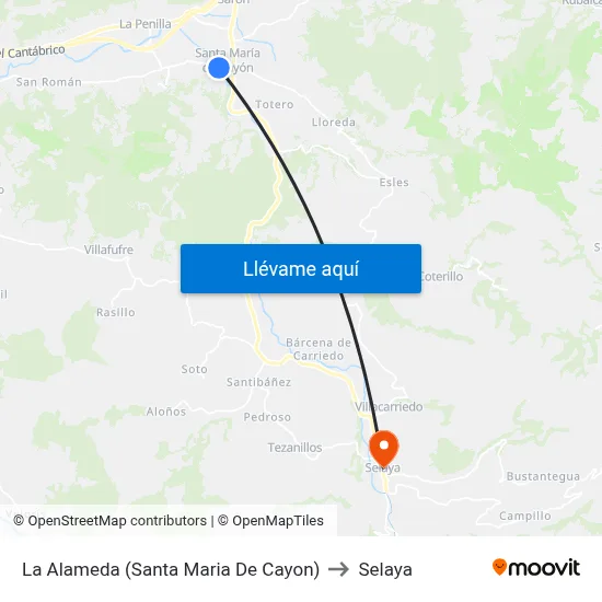 La Alameda (Santa Maria De Cayon) to Selaya map