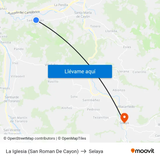 La Iglesia (San Roman De Cayon) to Selaya map