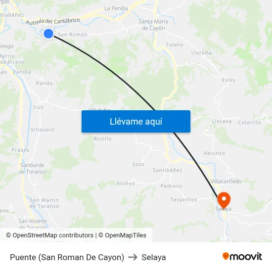 Puente (San Roman De Cayon) to Selaya map