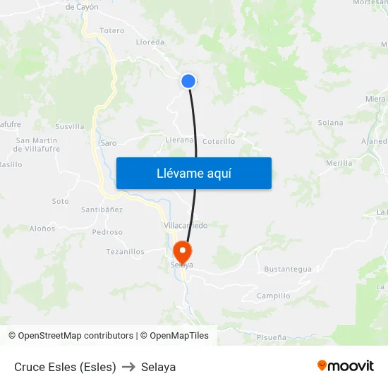 Cruce Esles (Esles) to Selaya map