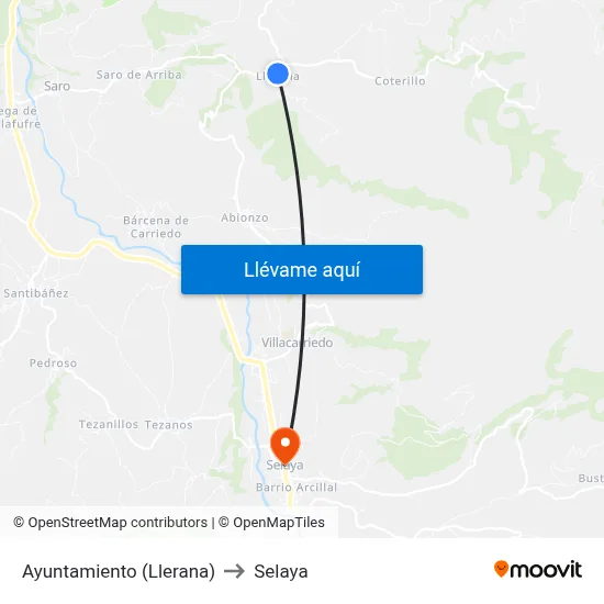 Ayuntamiento (Llerana) to Selaya map