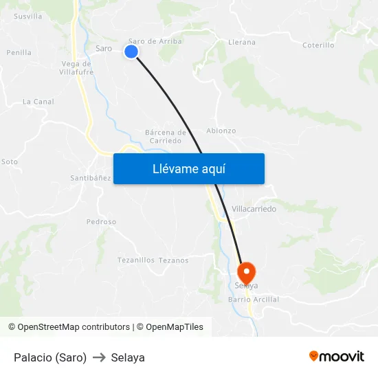Palacio (Saro) to Selaya map