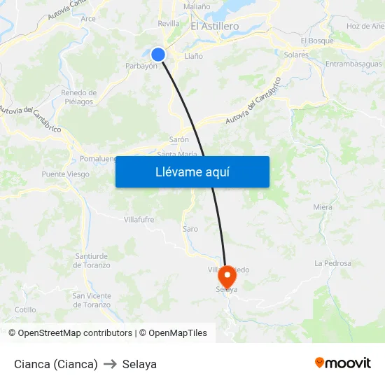 Cianca (Cianca) to Selaya map