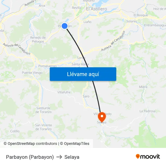 Parbayon (Parbayon) to Selaya map