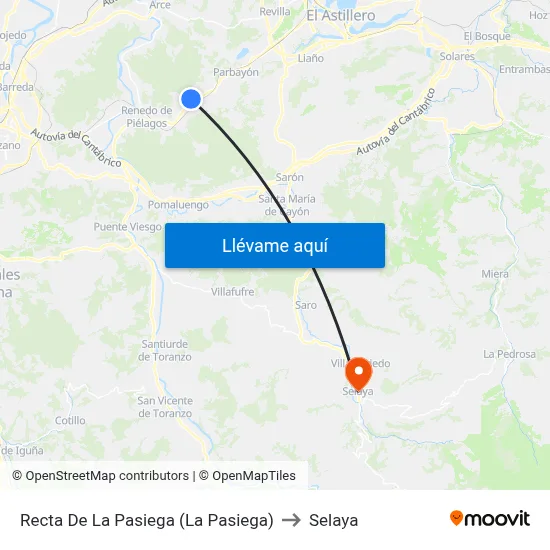 Recta De La Pasiega (La Pasiega) to Selaya map