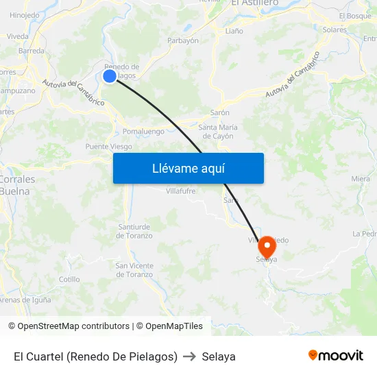 El Cuartel (Renedo De Pielagos) to Selaya map