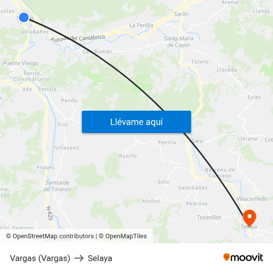 Vargas (Vargas) to Selaya map