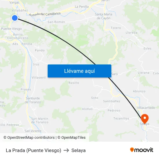 La Prada (Puente Viesgo) to Selaya map