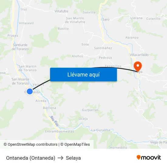 Ontaneda (Ontaneda) to Selaya map