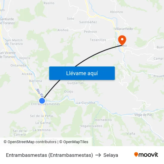 Entrambasmestas (Entrambasmestas) to Selaya map