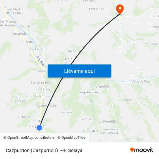 Cazpurrion (Cazpurrion) to Selaya map