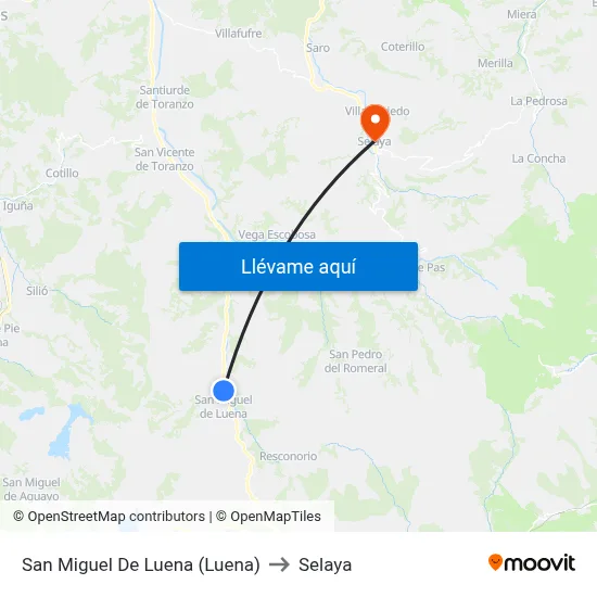 San Miguel De Luena (Luena) to Selaya map
