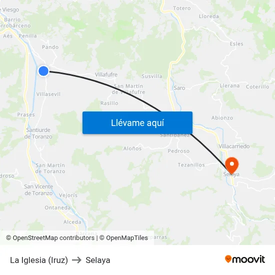 La Iglesia (Iruz) to Selaya map
