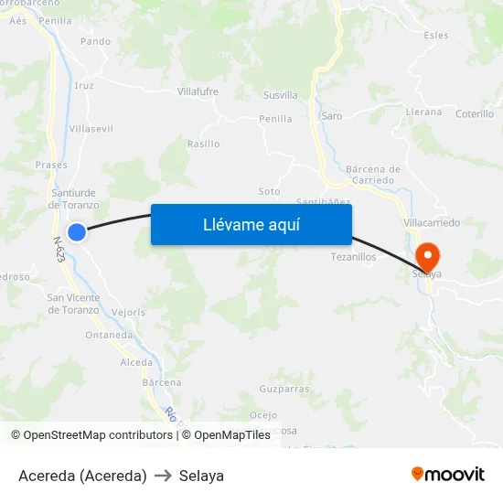 Acereda (Acereda) to Selaya map