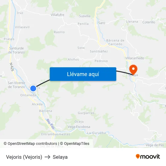 Vejoris (Vejoris) to Selaya map