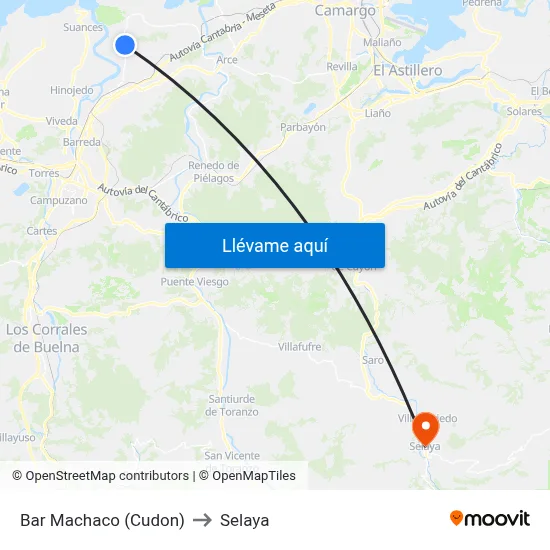 Bar Machaco (Cudon) to Selaya map