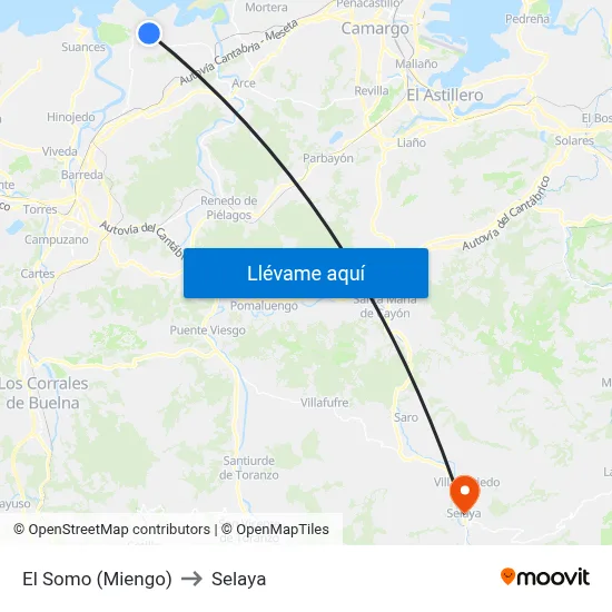 El Somo (Miengo) to Selaya map