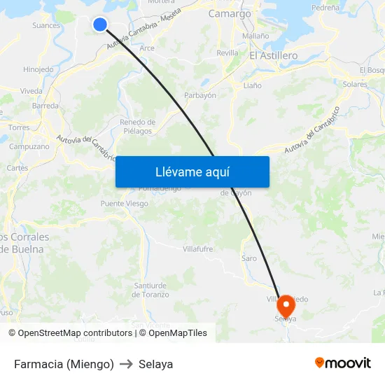 Farmacia (Miengo) to Selaya map