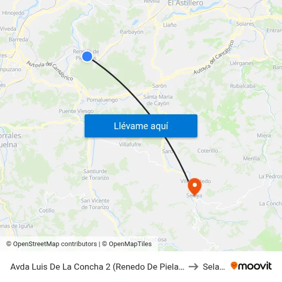 Avda Luis De La Concha 2 (Renedo De Pielagos) to Selaya map