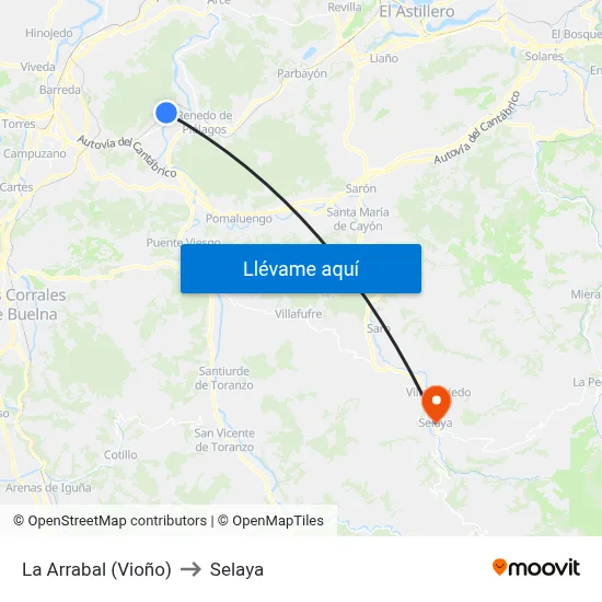 La Arrabal (Vioño) to Selaya map