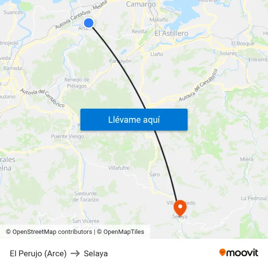 El Perujo (Arce) to Selaya map