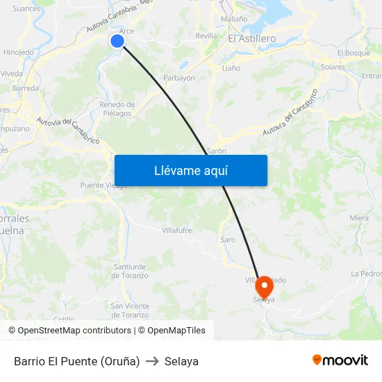 Barrio El Puente (Oruña) to Selaya map