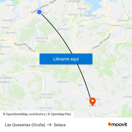 Las Queserias (Oruña) to Selaya map