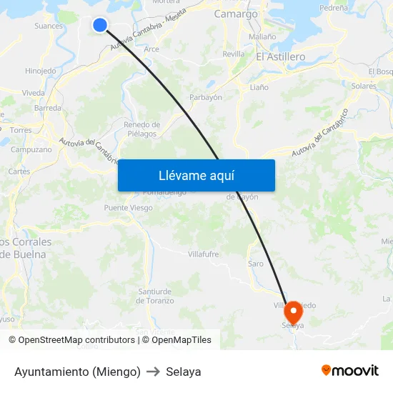 Ayuntamiento (Miengo) to Selaya map