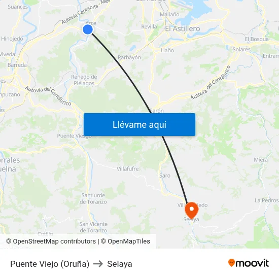 Puente Viejo (Oruña) to Selaya map