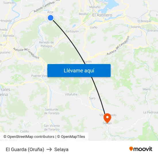 El Guarda (Oruña) to Selaya map