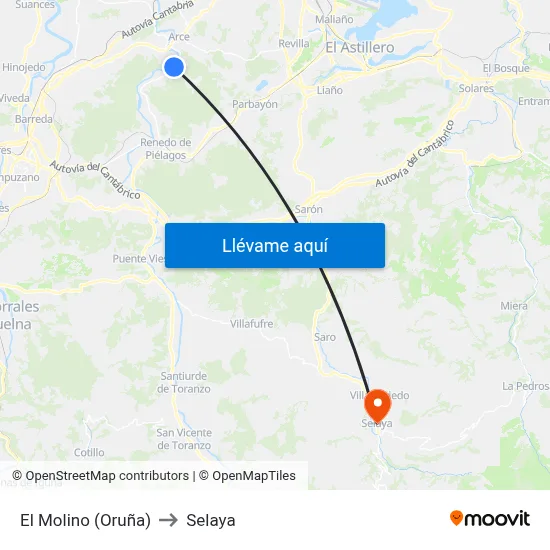 El Molino (Oruña) to Selaya map