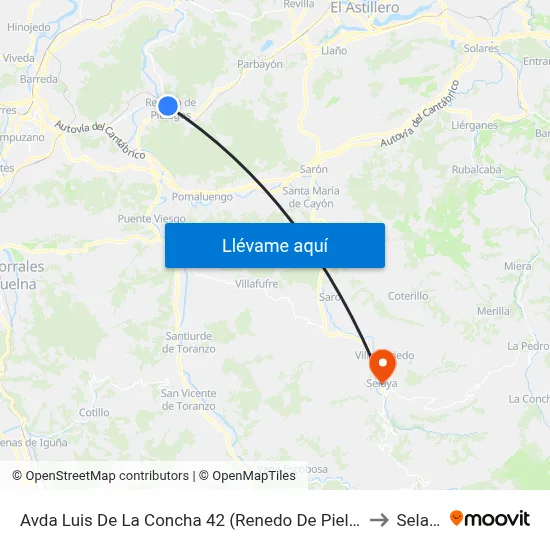 Avda Luis De La Concha 42 (Renedo De Pielagos) to Selaya map