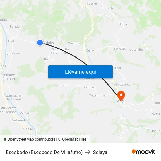 Escobedo (Escobedo De Villafufre) to Selaya map