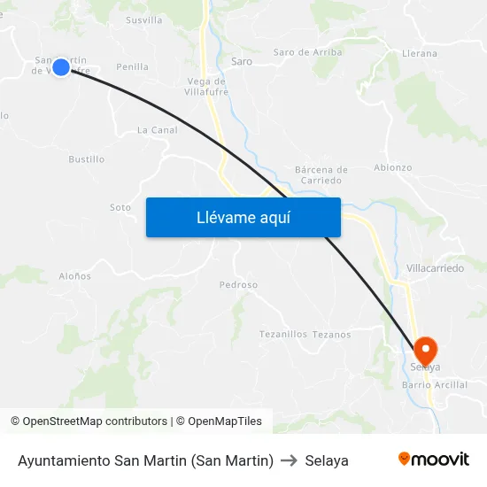 Ayuntamiento San Martin (San Martin) to Selaya map