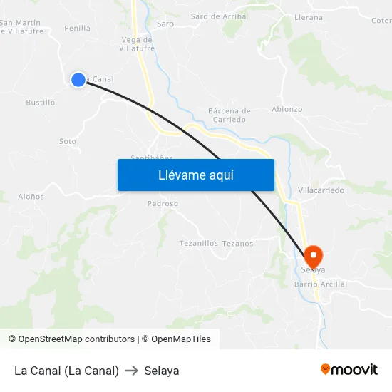 La Canal (La Canal) to Selaya map