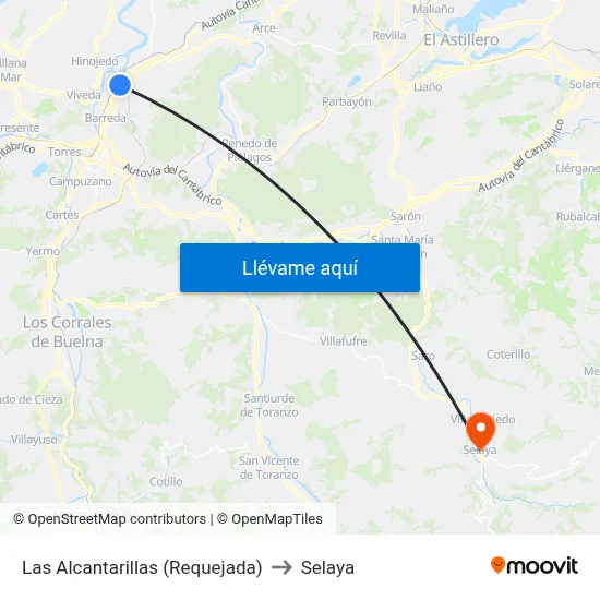 Las Alcantarillas (Requejada) to Selaya map