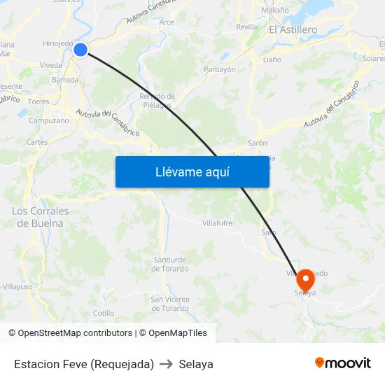 Estacion Feve (Requejada) to Selaya map