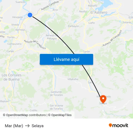 Mar (Mar) to Selaya map