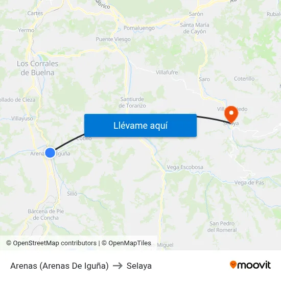 Arenas (Arenas De Iguña) to Selaya map