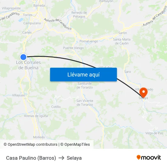 Casa Paulino (Barros) to Selaya map