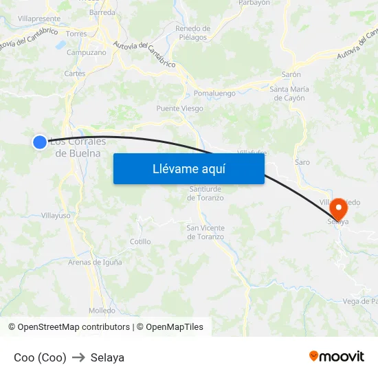 Coo (Coo) to Selaya map