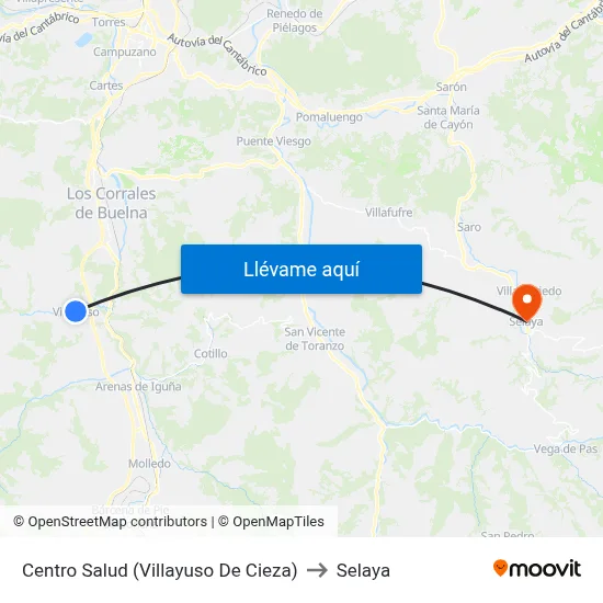 Centro Salud (Villayuso De Cieza) to Selaya map